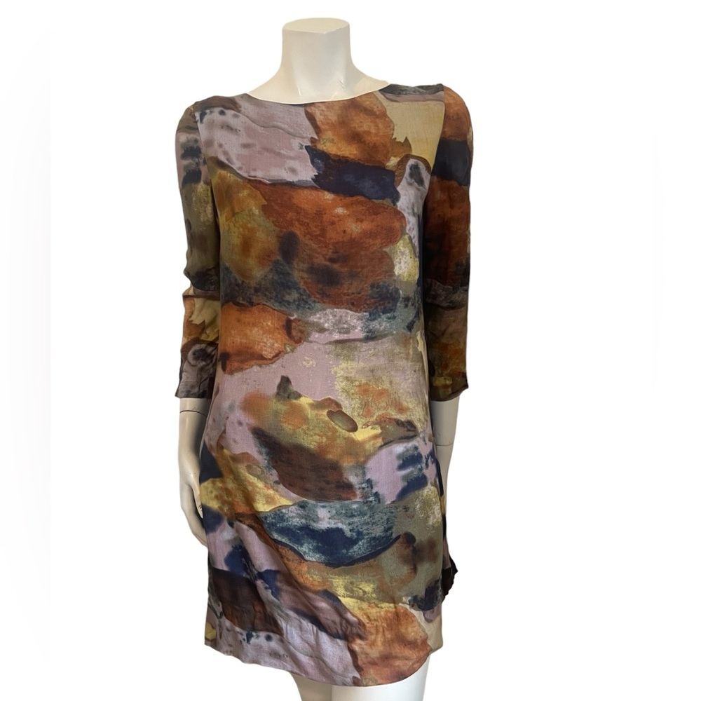 Maeve Anthropologie Eleonora Flight Shift Abstract Watercolor Dress XS Maeve